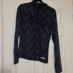 Eddie Bauer Long Sleeve 1/4 Zip Top With Thumb Nothches.